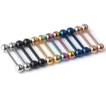 Kiokioa 12pc 14G Mix-color Stainless Steel Straight Barbell Tongue Rings