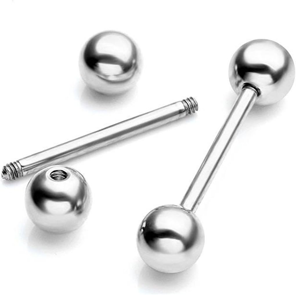 Kiokioa 12pc 14G Mix-color Stainless Steel Straight Barbell Tongue Rings